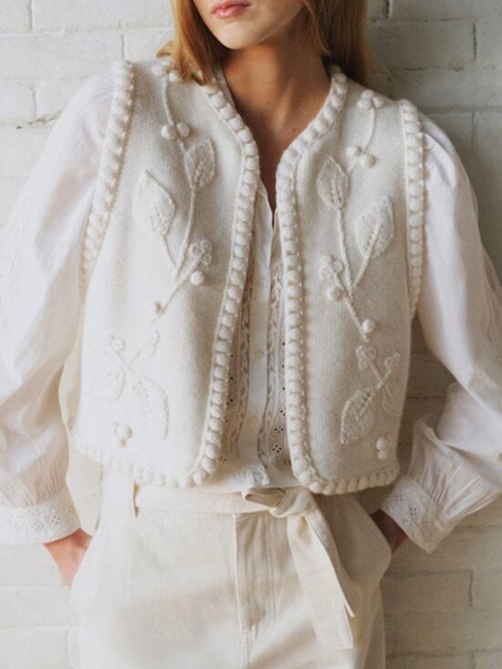 Sezane Sweaters - Sezane Sea NY Nate Cardigan Vest in Ecru Small